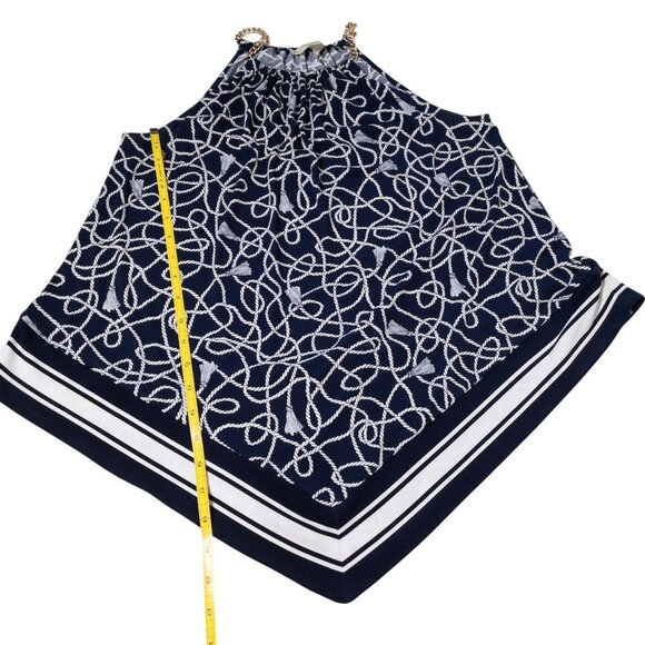 Michael Kors Nautical Gold Chain Strap Navy SZ XS Bandana Top Rope Print - Picture 8 of 9